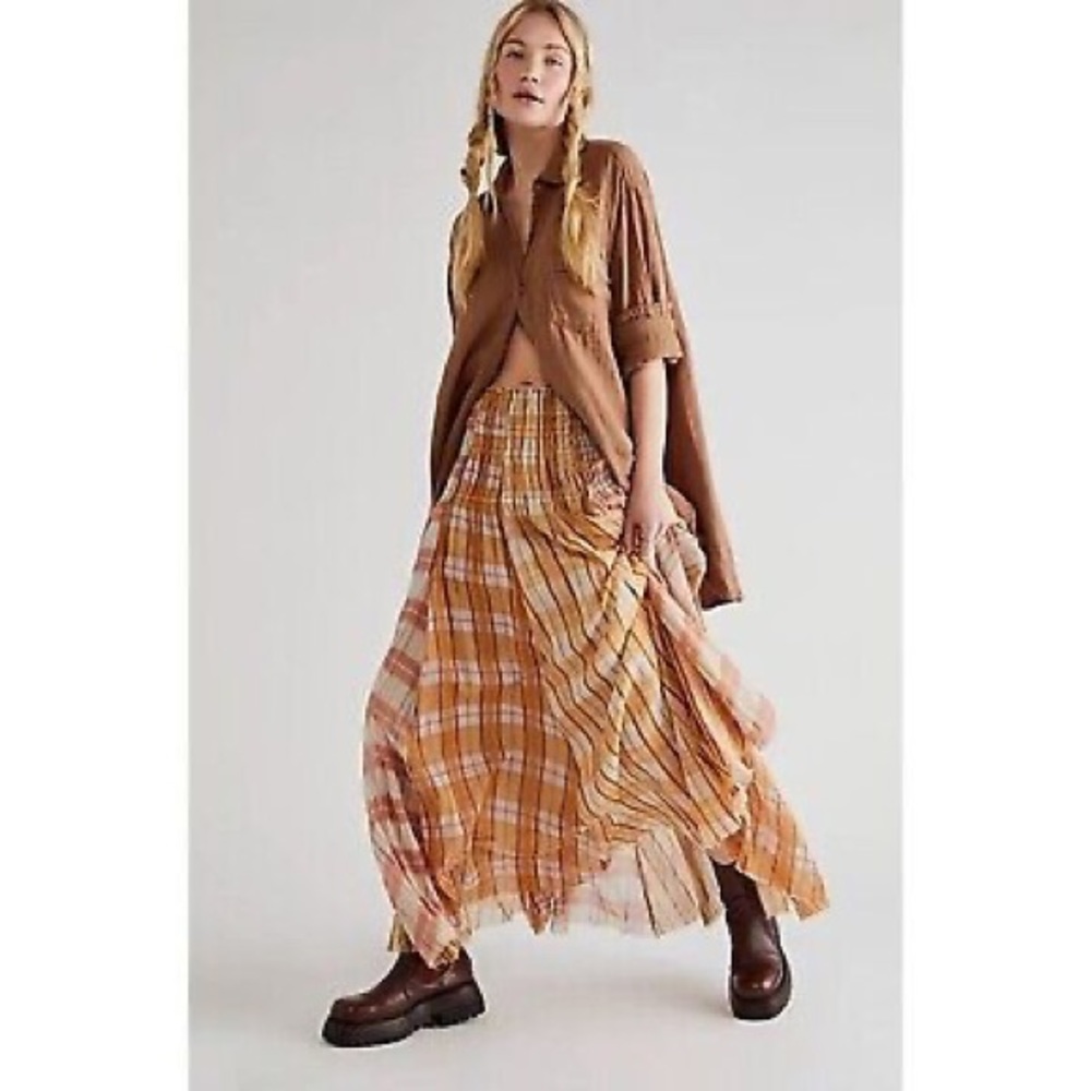 Free People Lausanne plaid maxi